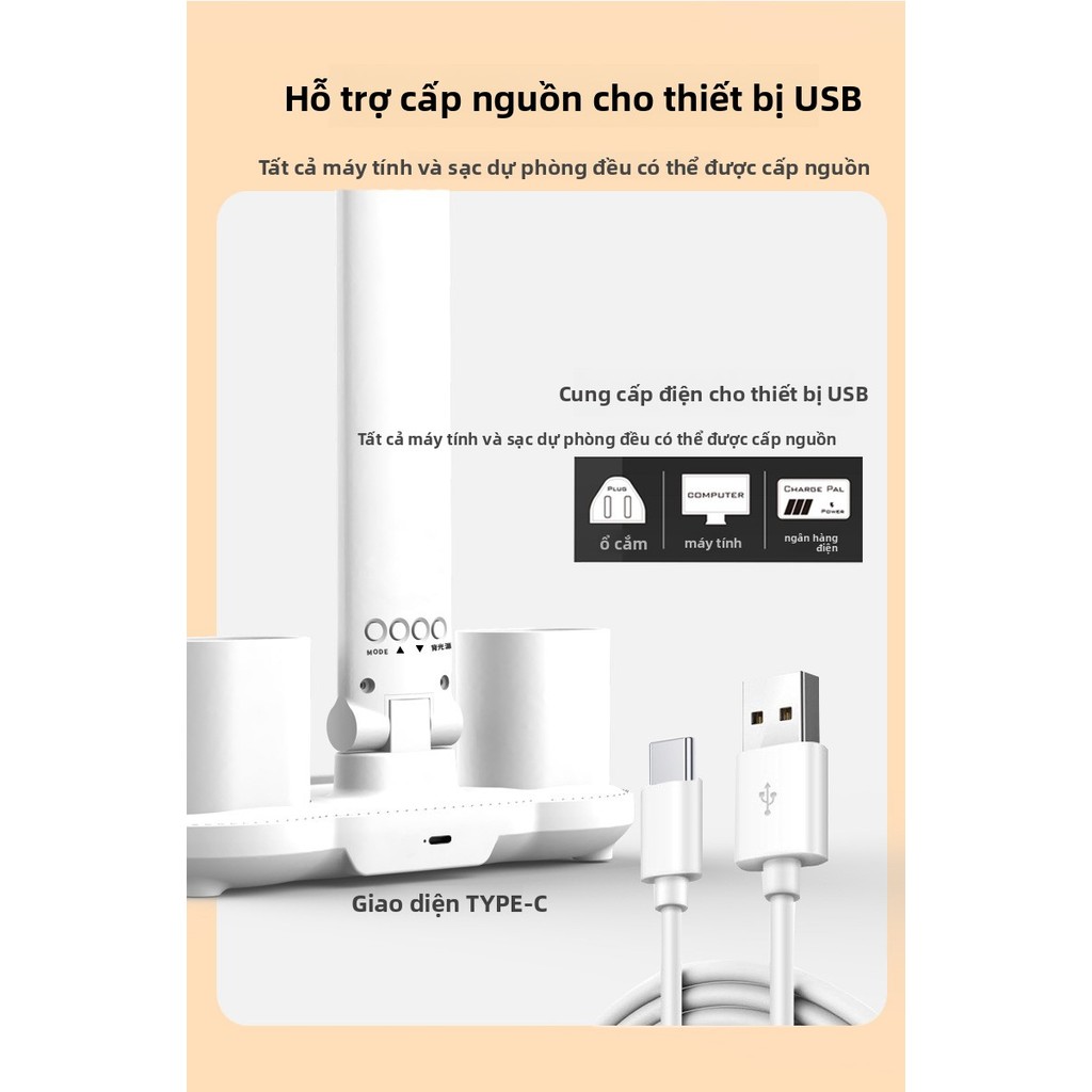 Đèn Bàn Học Thông Minh Đèn Led Chống Cận + Quạt Mini USB Sạc Để Bàn Phòng Ngủ Cho Học Sinh Sinh Viên