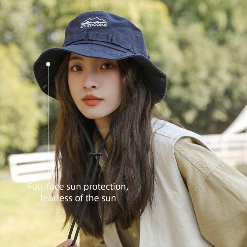 Mũ du lịch AWNGD unisex thiết kế ngư dân thêu, màu sắc đơn giản chống nắng, phù hợp cho đi bộ đường dài