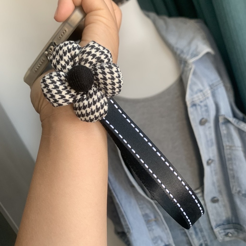 Cửa hàng mới!!!Houndstooth Hoa Ốp Lưng Điện Thoại Dây Miếng Dán Thẻ Treo Cổ Dây Đeo Cổ Tay Ngắn Đeo Ngang Có Thể Điều Chỉnh Điện Thoại Di Động Phụ Kiện Đa Năng
