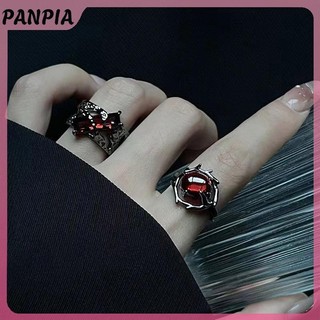 PANPIA-Đỏ Zircon Nhẫn Đậm Y2K Nhẫn Retro Thống Trị Châu Âu Và Mỹ Xuyên Biên Giới Cặp Đôi Nhẫn Quà Tặng