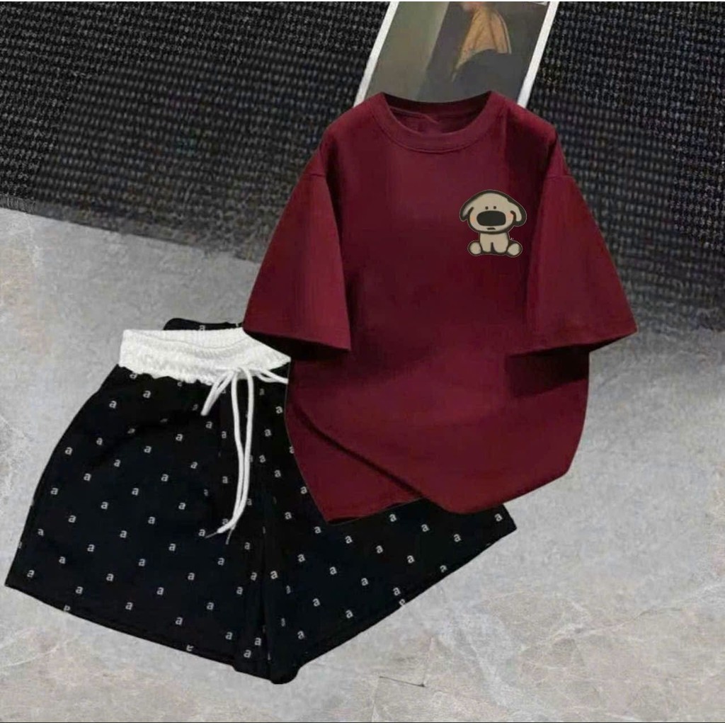 Tổng hợp các sét bộ quần ĐÙI cộc CHỮ A cạp chun màu trắng +mix áo phông form rộng unisex