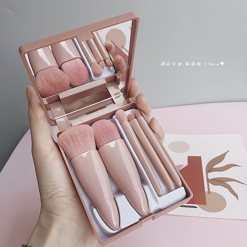Bộ 5 Cọ Trang Điểm Có Hộp Gương - Cọ Phấn Phủ, Cọ Má Hồng Đa Năng - Chất Lượng Cao - Hot Trend 2025