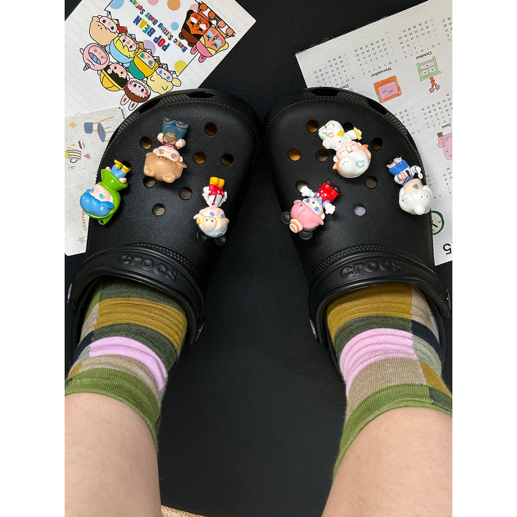 Phụ kiện Crocs Pop Mart Grain Dimoo Series: hoa trang trí, khóa giày lỗ cao cấp, tháo rời, cảm giác ins