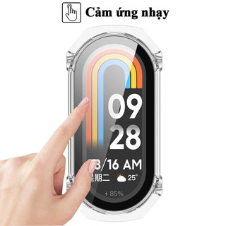 Ốp bảo vệ Xiaomi Mi Band 3 4 5 6 7 8 9 10 vỏ liền khối kèm kính cường lực cảm ứng nhạy chống trầy