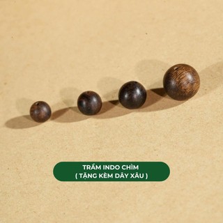 Hạt Trầm Hương Tròn Đơn Lẻ (kèm dây xâu) - Hạt Trầm Tốc Việt/ Sánh Chìm/ Indo Chìm