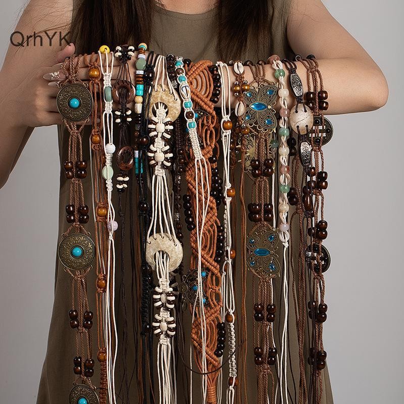 Thắt lưng bohemian dây thừng dân tộc retro, phong cách Hàn Quốc - phụ kiện thời trang