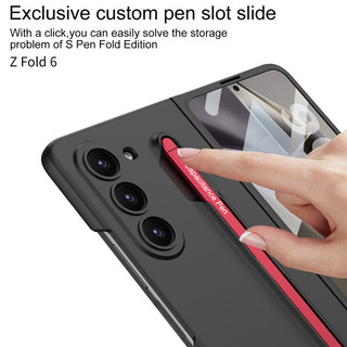Vỏ bọc khe cắm bút siêu mỏng Samsung Galaxy Z Fold 6 Z Fold 5 Khe cắm bút đường ray trượt Vỏ phim cường lực phía trước