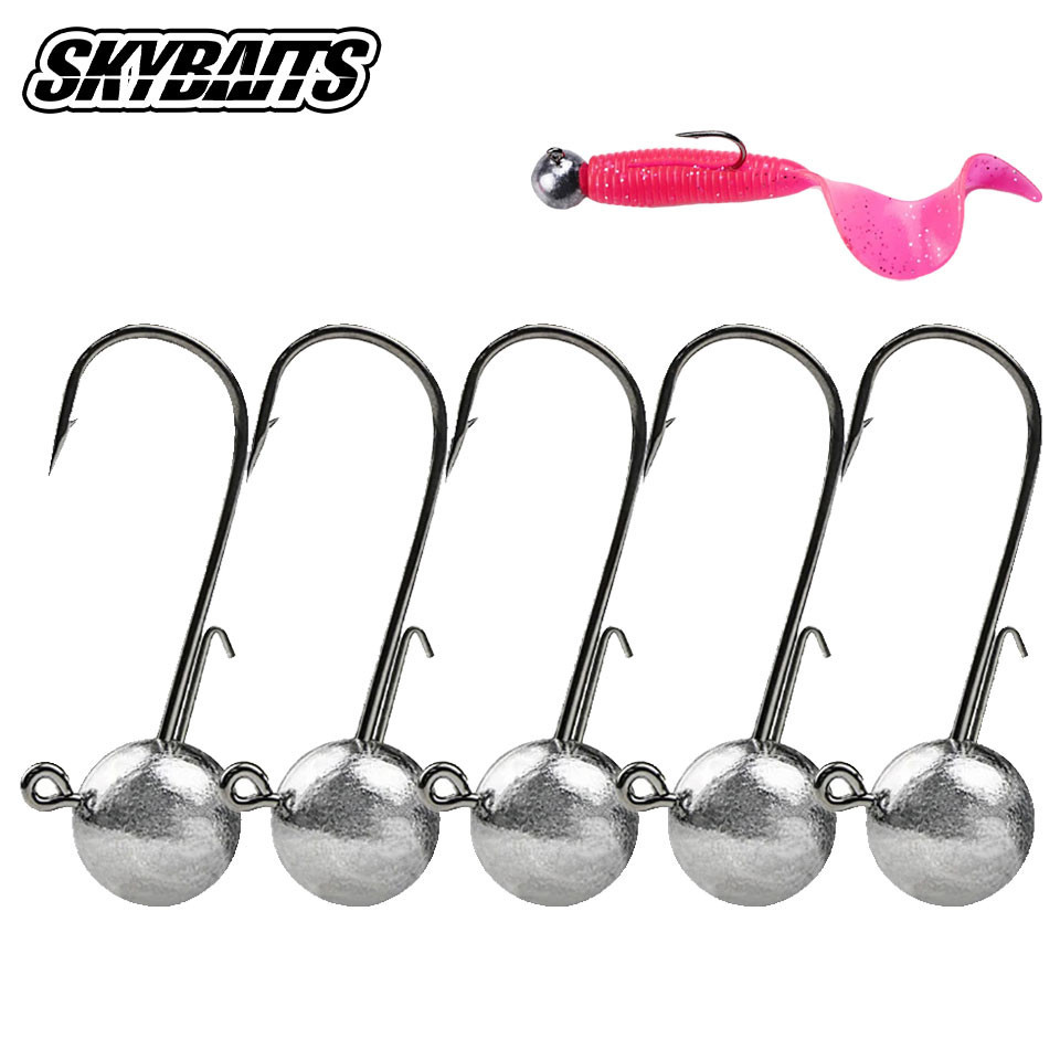Skybaits 5 Cái Móc Đầu Chì 2g / 3g / 5g / 7g / 10g / 12g / 14g / 15g / 17g / 20g Móc Jig Đáy Chống Dính