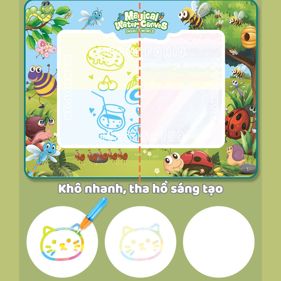 Thảm Vẽ Nước Cho Bé Ma Thuật Tự Xóa, Tranh Vẽ Bằng Nước Màu Tự Biến Mất Sau 10 Phút Tái Sử Dụng
