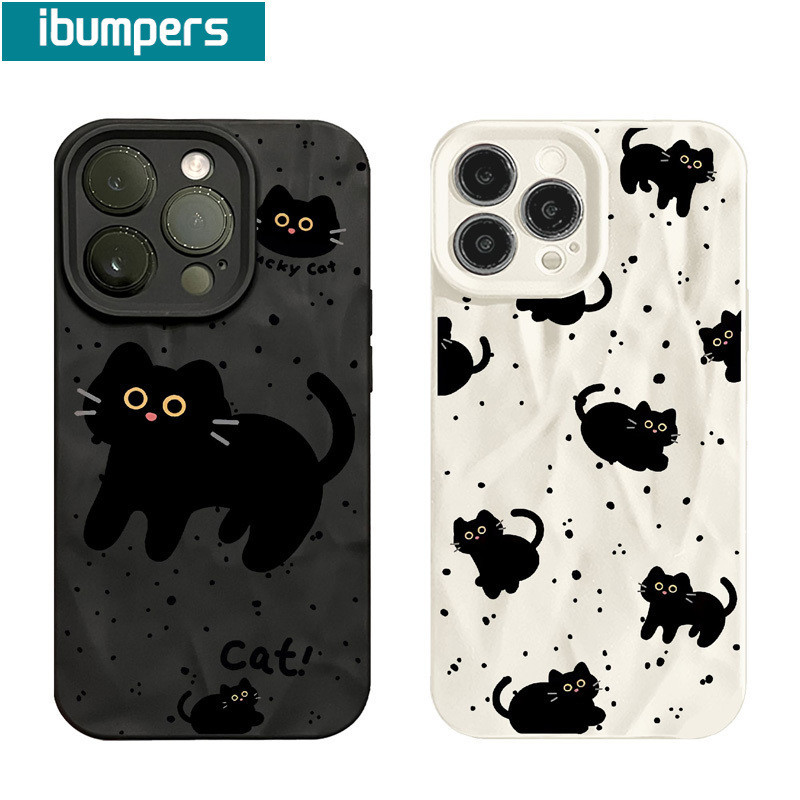 ibumpers Ốp Lưng iPhone Hàn Quốc Cute Mèo Silicon Ốp Điện Thoại Mềm Chống Sốc Chống Bẩn Cho Iphone 16 15 14 12 13 11 Pro Max IP 7 8 Plus X XS XR