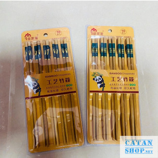Vỉ 10 đôi đũa tre họa tiết hươu xanh sang trọng, chống nấm mốc, trơn trượt, an toàn