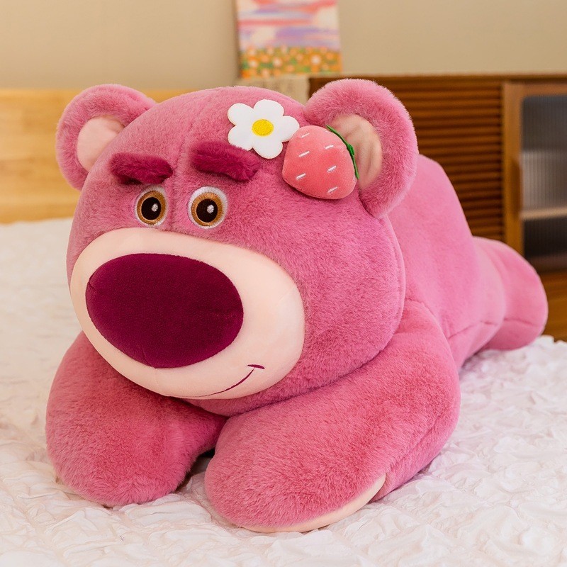 Gấu Dâu Lotso Dễ Thương Gấu Bông Lotso Dáng Nằm Gấu Lotso Chính Hãng Chất Liệu Vải Bông Thân Thiện An Toàn