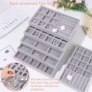 Khay trưng bày vòng cổ METALWRK, Hộp lưu trữ trang sức nhung nhung có thể xếp chồng lên nhau, Hộp ngăn kéo trưng bày vòng cổ vòng tay