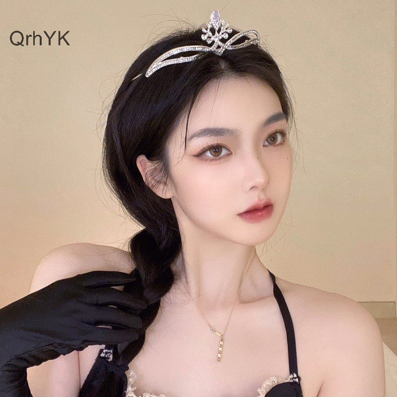 Thời Trang Nhà Máy Ánh Sáng Pha Lê Vương Miện Tiara Cho Nữ Cô Gái Cưới Thanh Lịch Kim Cương Giả Cô Dâu Vương Miện Phụ Kiện Tóc Dự Tiệc Trang Sức QrhYK