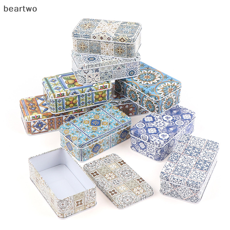 < Beartwo > 11.5 * 6.5 * 4Cm Lọ Bảo Quản Hình Chữ Nhật Sắt Thiếc Thuốc Quà Tặng Đồng Xu Hộp Trang Sức Nhà Đẹp