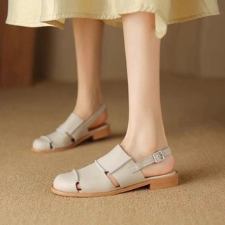 Giày Xăng đan đế bằng quai ngang bít mũi nữ Size Lớn