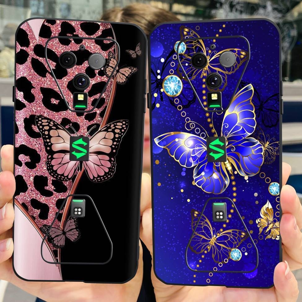 Ốp lưng Xiaomi Black Shark 3 3S Thẩm mỹ Hoa dễ thương Sơn đen Vỏ TPU mềm Xiaomi Black Shark 3S Vỏ điện thoại