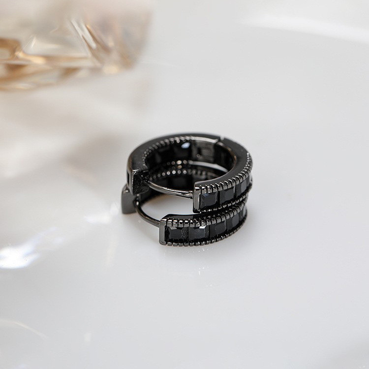 Bông Tai Zircon Đen Sáng Tạo Nam Nữ Thời Trang Cao Cấp Retro