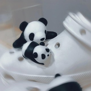 Mới 1 Chiếc Gấu Trúc Dễ Thương Bé Giày Quyến Rũ Hoạt Hình Đáng Yêu Lập Thể Sandal Trang Trí Trẻ Em DIY Dép Lỗ Giày Phụ Kiện