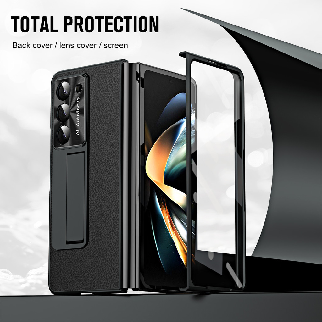 Ốp Điện Thoại Clemence Mạ Điện Cho Samsung Galaxy Z Fold 6 5 4 3 Fold6 Fold5 Fold4 Fold3 Có Chân Đế Bảo Vệ