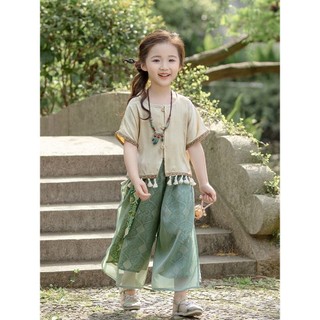 Bé Gái Phong Cách Bài Hát Phù Hợp Với 2024 Bé Phong Cách Trung Hoa Hanfu Mỏng Bé Gái Dân Tộc Cổ Hai Mảnh Phù Hợp Với 24.7.25