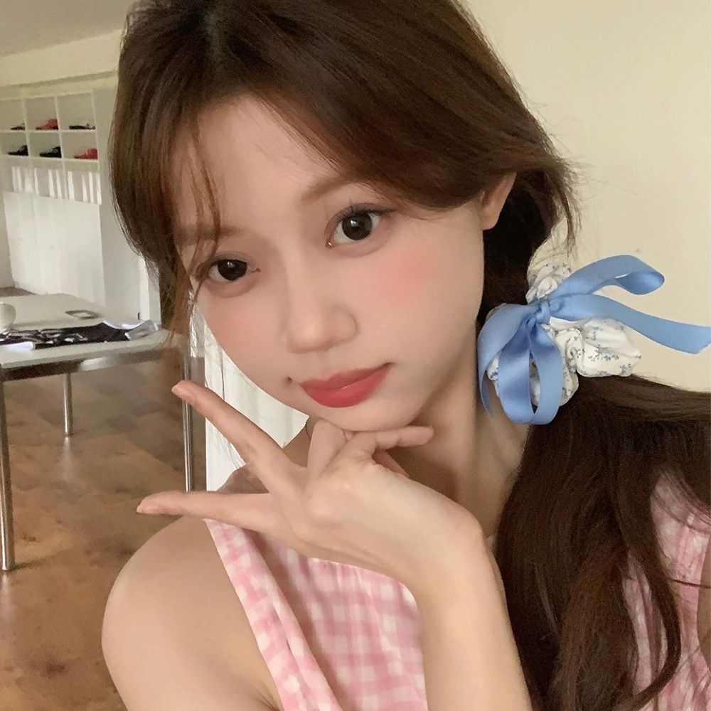 Vòng tóc ruy băng nơ hoa màu xanh​ - Dây buộc tóc ruột cỡ lớn Ruy băng Satin - Sea Salt Blue Sweet Elegant Headrope - Giá đỡ đuôi ngựa đôi cho bé gái - Phụ kiện tóc thời trang dành cho nữ