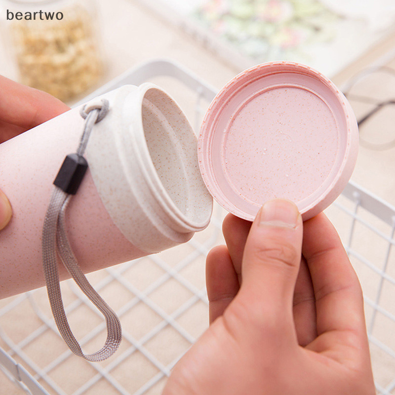 < Beartwo > Chai Giữ Nhiệt Di Động 300ml Nhựa Khỏe Mạnh Cốc Sợi Lúa Mì Cốc Giữ Nhiệt Hai Lớp Văn Phòng Cà Phê Trà Nước Cốc Du Lịch Đẹp