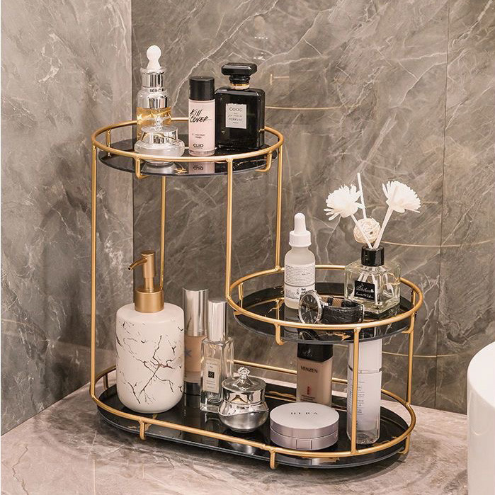 Kệ Đựng Mỹ Phẩm 3 Tầng Khung Inox Mạ Vàng Cao Cấp – Kệ Trang Điểm, Giá Để Đồ Nhà Tắm Phong Cách Châu Âu
