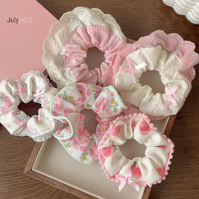 Julyhot Thanh Lịch In Ren Cạnh Rộng Scrunches Dành Cho Nữ Cô Gái Dây Buộc Tóc Ngọt Ngào Dễ Thương Tinh Tế Tóc Thời Trang Phụ Kiện Tóc Quà Tặng Massivedeals