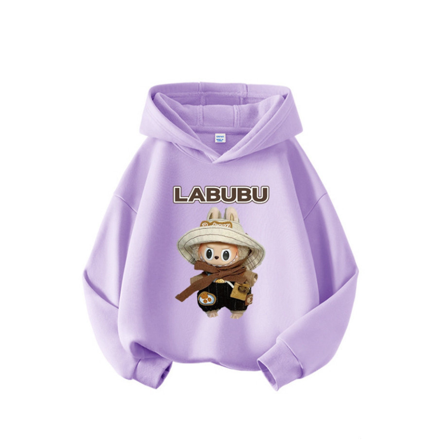 Labubu Áo Hoodie Dài tay 4 màu Mùa Thu/đông in hình hoạt hình cho bé trai, thời trang và đơn giản