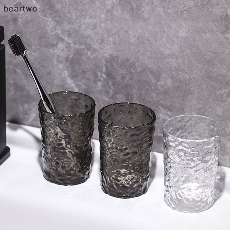 < Beartwo > Cốc đựng bàn chải đánh răng nước súc miệng bằng nhựa có tay cầm tại nhà Phòng tắm Tumblers Cốc di động Giá đỡ bàn chải đánh răng trong suốt Đẹp