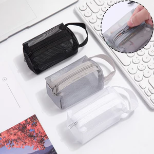 Túi lưu trữ lưới vuông di động Dây kéo Mini Ví đựng tiền xu Túi dung tích lớn Túi đựng mỹ phẩm trong suốt