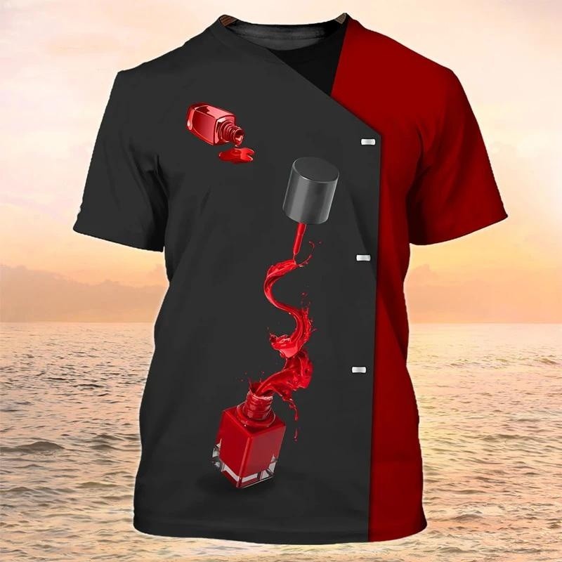 Mùa Hè Mới Ngắn Tay T-Shirt 3D Nail Nghệ Sĩ Cá Nhân Cuộc Sống Hàng Ngày Làm Việc Đồng Phục