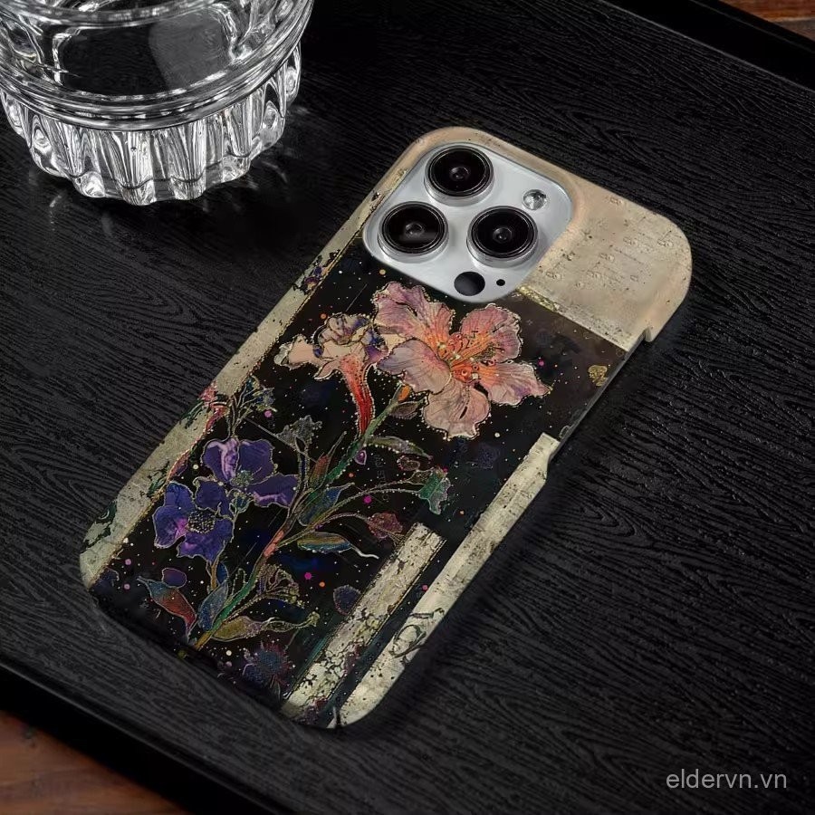Cô Đơn Hoa QYJS dùng cho IPhone 11 13 14 15 ProMax 12 PRO X XR XSMAX SE 7 8plus 14 15 PLUS nghệ thuật mẫu mới vỏ cứng Vỏ bảo vệ cứng PC sang trọng nhẹ UOXV