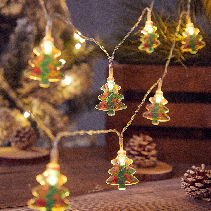 Dây đèn Giáng sinh vui vẻ 10-LED 1.5M - Ông già Noel, Người tuyết, Cây Giáng sinh - Đèn vòng hoa chạy bằng pin