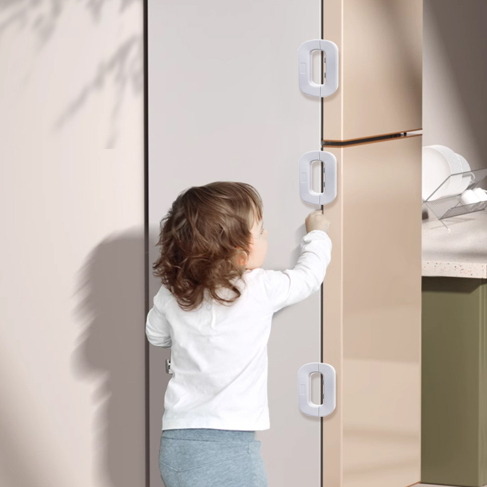 [Đặc sắc] Khóa chụp tủ lạnh an toàn cho trẻ em - Giới hạn ngăn kéo cửa sổ - Khóa cửa tủ - Khóa an ninh nội thất - Tự dính, Dễ lắp đặt, Chống kẹp