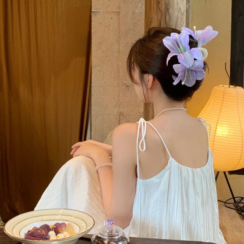 Bầu không khí, Hoa Lily tím, Vẻ đẹp siêu cổ tích, Phụ kiện tóc cao cấp, Kẹp tóc