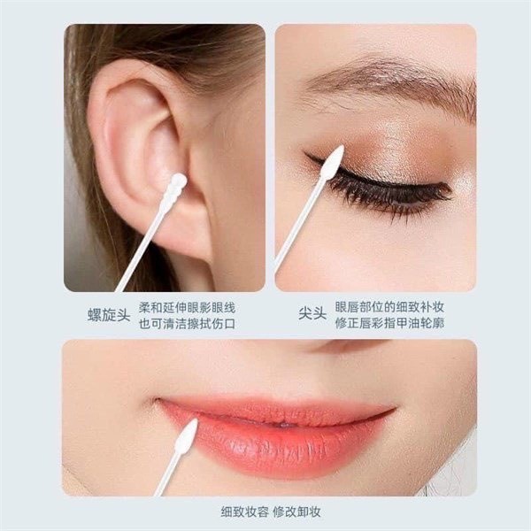 Hộp Tăm Bông 2 Đầu - Mỗi hộp 200 Cái Siêuu To Dùng Cả Năm Không Hết ạ Cotton Tiệt Trùng Chất