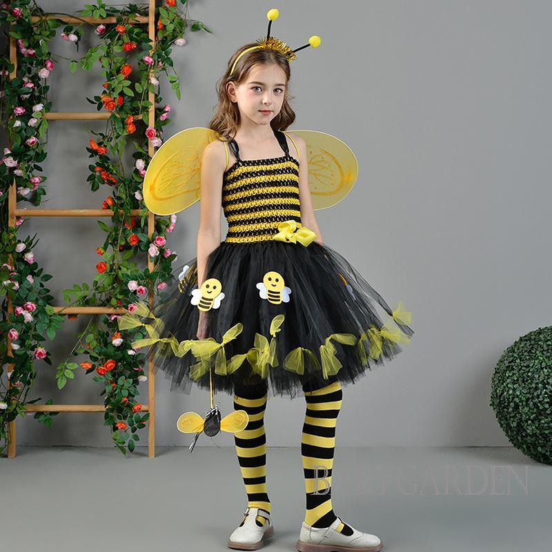 / / -2-12 Tuổi Trẻ Em Bé Gái Halloween Ong Trang Phục Hóa Trang Không Tay Vải tuyn Đầu Chân Ấm Cây Đũa Phép Cánh Bộ Cho Tiệc Sân Khấu