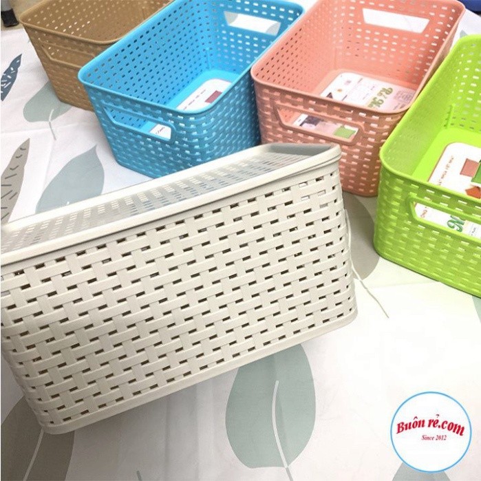 Giỏ nhựa có nắp Hàn Quốc 3 size Việt Nhật, giỏ đựng đồ đa năng tiết kiệm không gian (3386-3387-3388) - Buôn rẻ 01256 Bab
