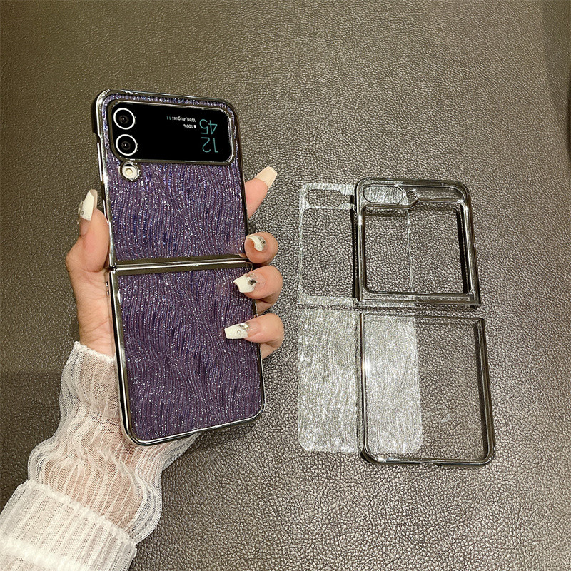 Ốp điện thoại lấp lánh mạ điện sang trọng Samsung Galaxy Z Flip 6 Flip 5 Flip 4 Flip 3 5G Vỏ bảo vệ mặt sau cứng chống sốc mỏng trong suốt