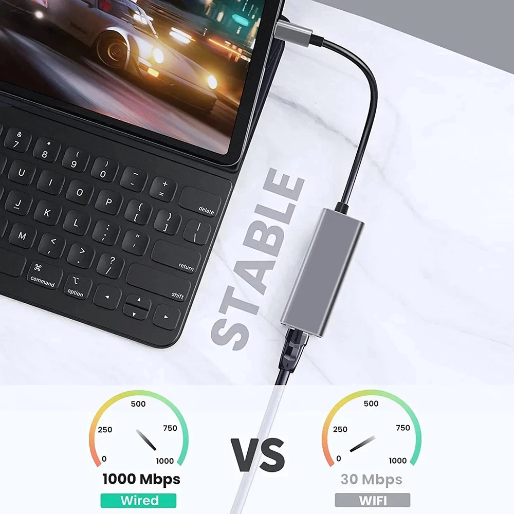 [Sẵn sàng] Bộ chuyển đổi Ethernet 1000Mbps USB 3.0 Type C sang RJ45 Card mạng Android USB Lan Cáp Internet cho MacBook PC Windows XP 7 8 10