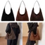 Túi da lộn CHEESELY dành cho nữ, Túi Tote lười có dây kéo công suất lớn, Túi xách Hobo nữ màu nâu thông thường