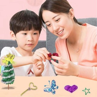 100 Miếng Lấp Lánh Nhiều Màu Sắc Khác Nhau Chenille Thân DIY Nghệ Thuật Tiếp Liệu Trẻ Em Thủ Công Hành Hành Xoắn Cần