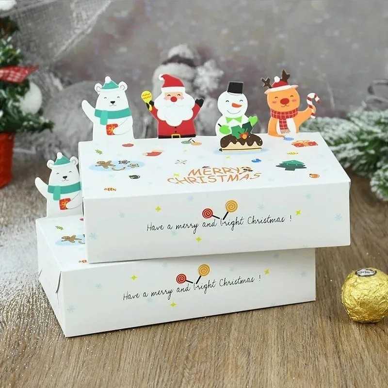 Ông Già Noel Người Tuyết Nai Sừng Tấm Hộp Quà Giáng Sinh Năm Mới Tiệc Gia Đình Trẻ Em Kẹo Hộp Bánh Quy