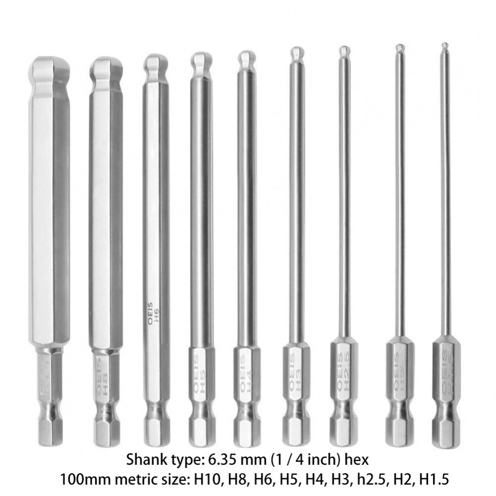 Bit tuốc nơ vít Trình điều khiển Bit Nam châm Thép hợp kim mét Độ chính xác cao 100mm
