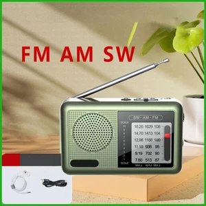 Đài phát thanh sóng ngắn AM/FM di động sạc lại, nghe thời tiết, âm thanh rõ
