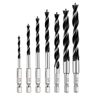 ZENITHCO bộ mũi khoan xoắn ốc 3 cánh 5 cái thép carbon cao 4/5/6/8/10mm ren 1/4" chất lượng cao