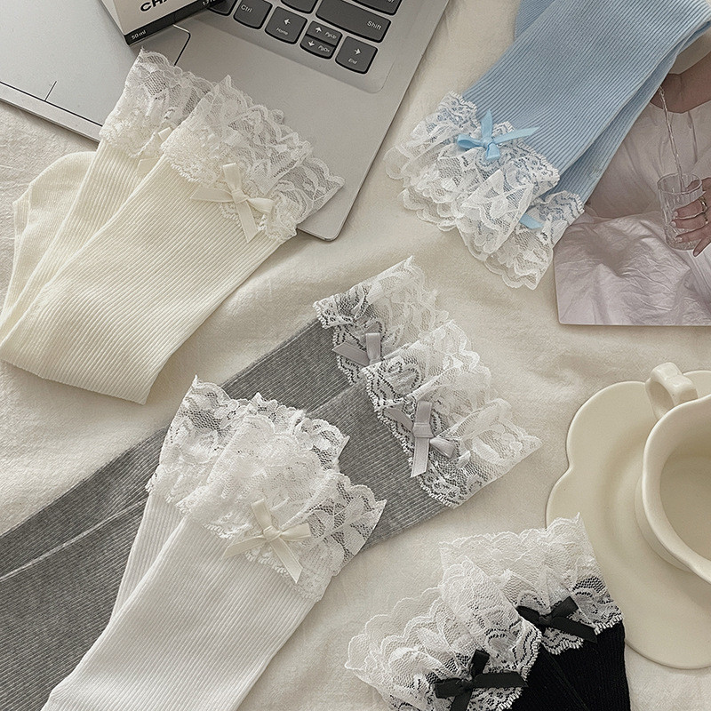 🔥Còn hàng🔥Vớ trung dài Lolita ren, cotton thoáng khí, phong cách ballet dễ thương