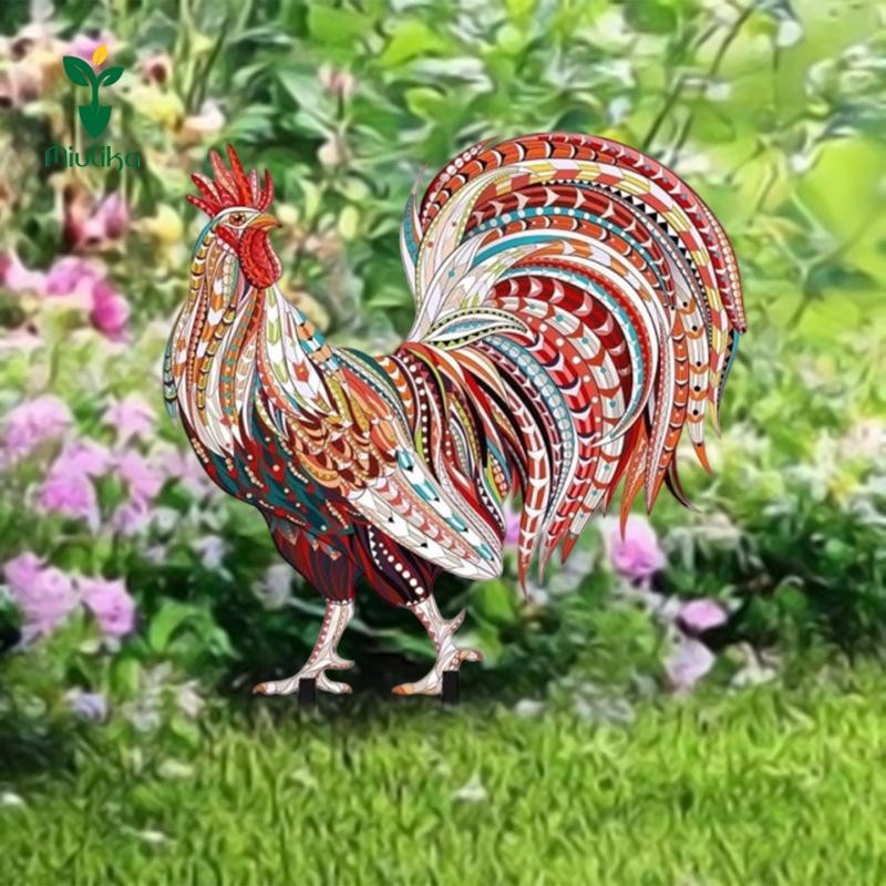 Miulika Gà Trống Vườn Cổ Phần Động Vật Điêu Khắc Nhựa Đứng Sân Cổ Phần Quà Tặng Dễ Dàng Sử Dụng Tượng Gà Trống Cho Sàn Sân Ngoài Trời